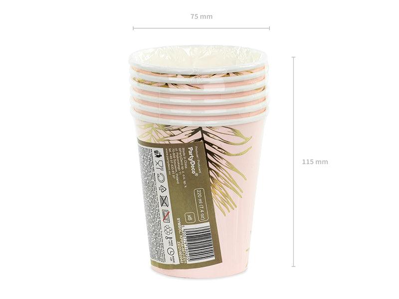 Becher Blätter, hellrosa, 220ml (1 VPE / 6 Stk.) - FeierGlanz