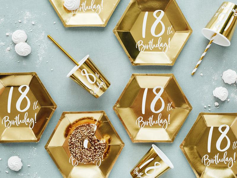 Becher 18th Birthday, gold, 220ml (1 VPE / 6 Stk.) - FeierGlanz