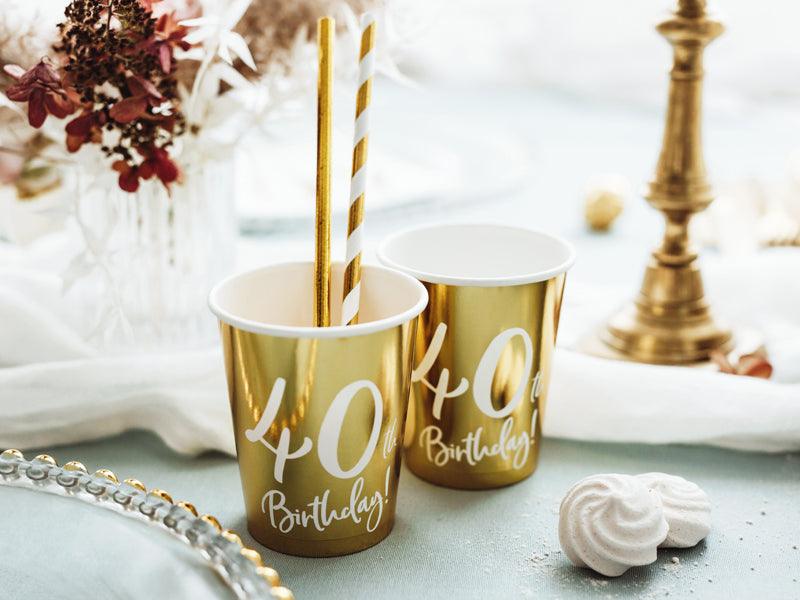 Becher 40th Birthday, gold, 220ml (1 VPE / 6 Stk.) - FeierGlanz
