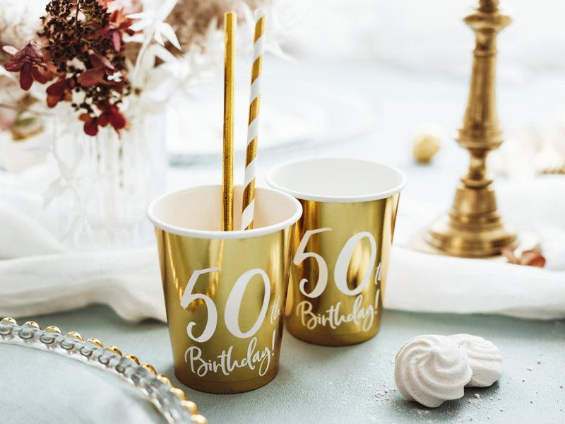 Becher 50th Birthday, gold, 220ml (1 VPE / 6 Stk.) - FeierGlanz