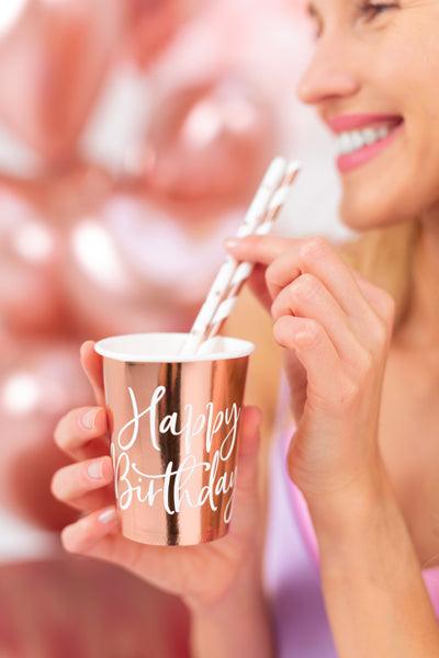 Becher Happy Birthday!, roségold, 260ml (1 VPE / 6 Stk.) - FeierGlanz