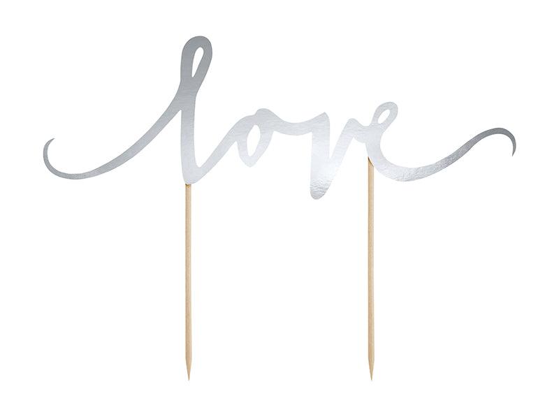 Caketopper Love, silber, 17cm - FeierGlanz