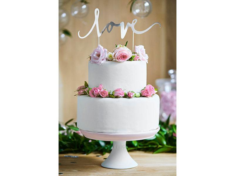 Caketopper Love, silber, 17cm - FeierGlanz