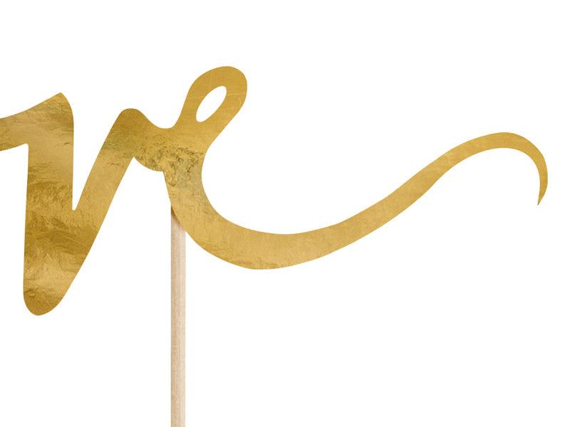 Caketopper Love, gold, 17cm - FeierGlanz