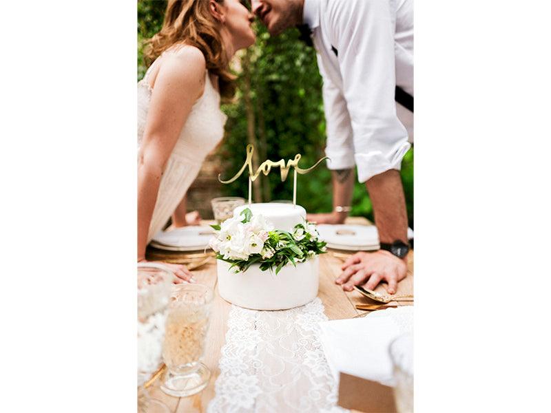 Caketopper Love, gold, 17cm - FeierGlanz