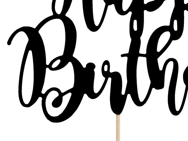 Caketopper Happy Birthday, schwarz, 22,5cm - FeierGlanz