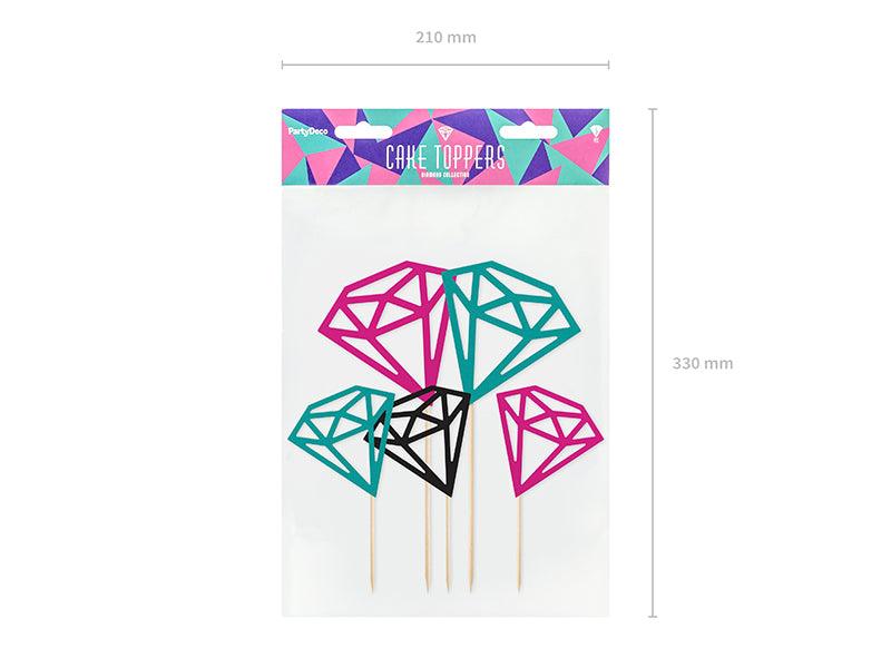 Caketopper Diamanten, 12,5-25,5cm (1 VPE / 5 Stk.) - FeierGlanz