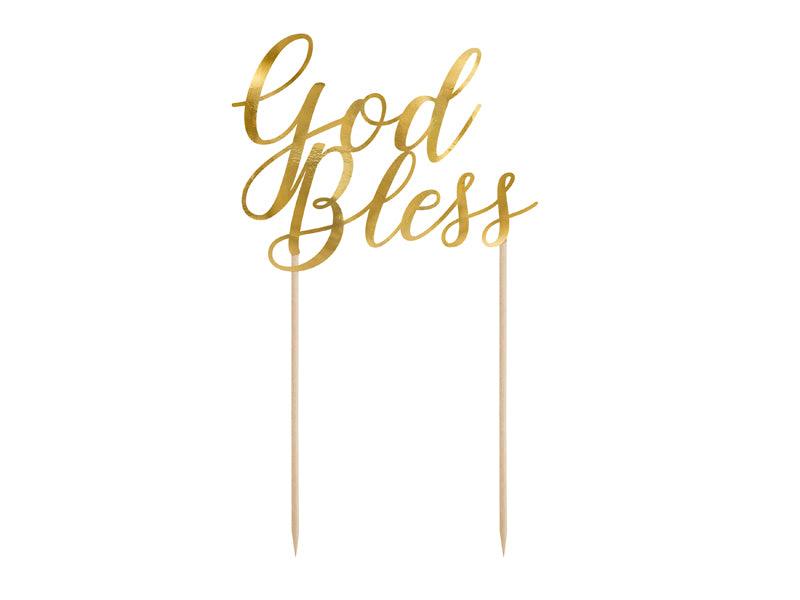 Caketopper God Bless, gold, 27,5cm - FeierGlanz