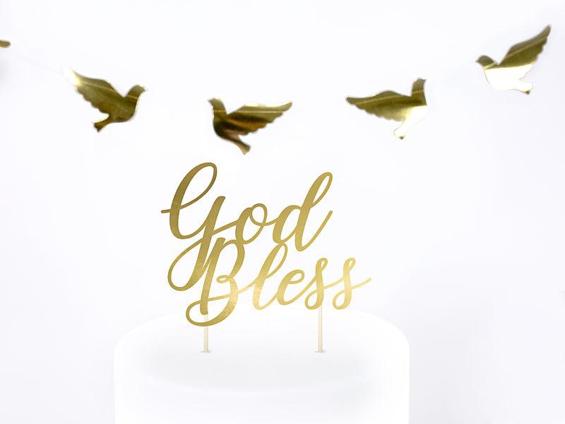 Caketopper God Bless, gold, 27,5cm - FeierGlanz