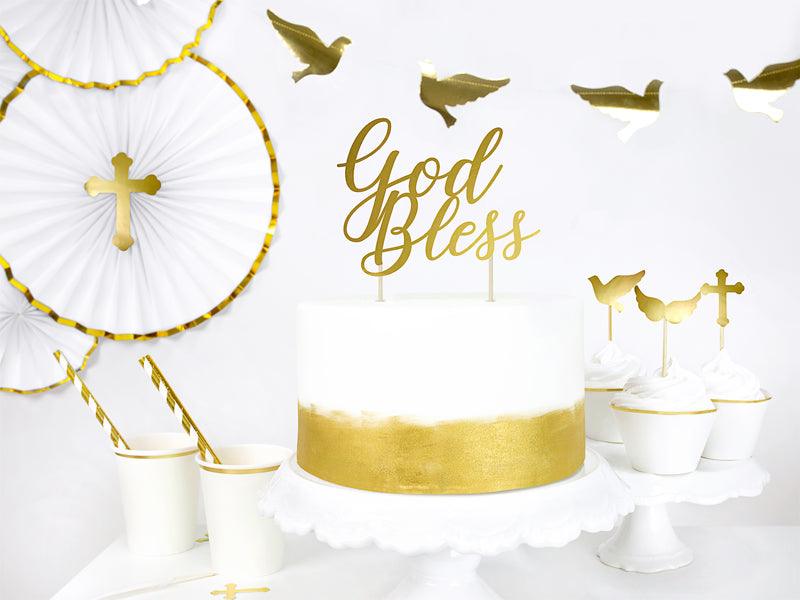 Caketopper God Bless, gold, 27,5cm - FeierGlanz