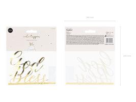 Caketopper God Bless, gold, 27,5cm - FeierGlanz
