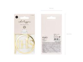 Caketopper IHS, gold, 22cm - FeierGlanz