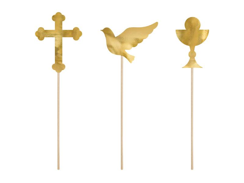 Caketopper Erstkommunion, gold, 31,5cm (1 VPE / 6 Stk.) - FeierGlanz