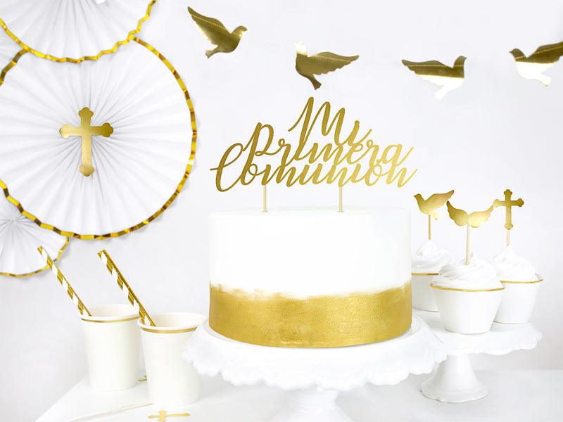 Caketopper Erstkommunion, gold, 31,5cm (1 VPE / 6 Stk.) - FeierGlanz