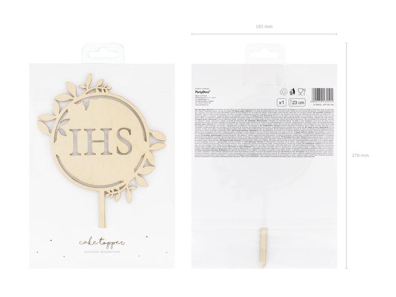 Caketopper IHS aus Holz, 23cm - FeierGlanz