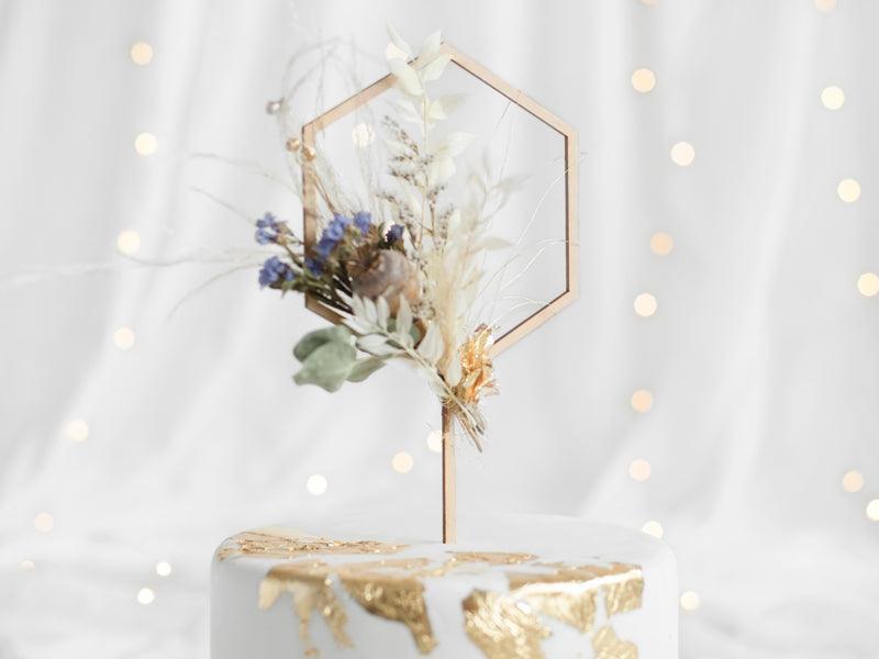 Caketopper aus Holz, Hexagon, 24cm - FeierGlanz