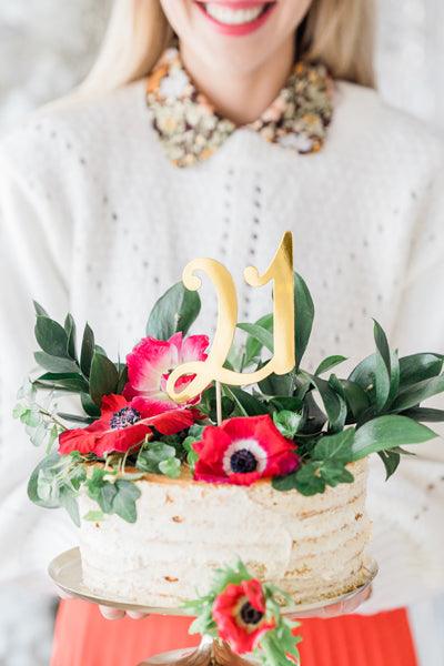Caketopper ''21'', gold, 20,5cm - FeierGlanz