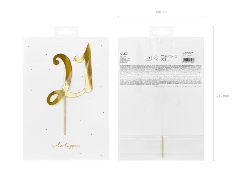 Caketopper ''21'', gold, 20,5cm - FeierGlanz