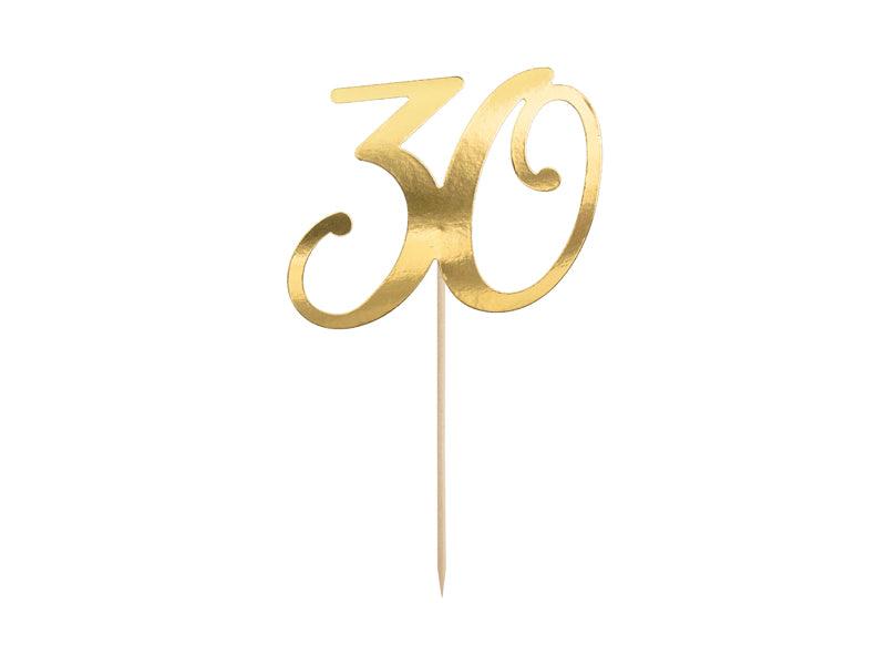 Caketopper ''30'', gold, 20,5cm - FeierGlanz