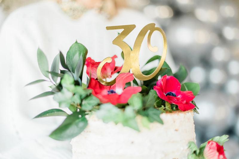 Caketopper ''30'', gold, 20,5cm - FeierGlanz