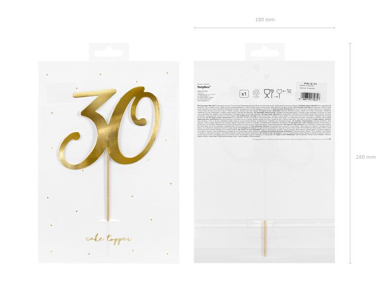 Caketopper ''30'', gold, 20,5cm - FeierGlanz