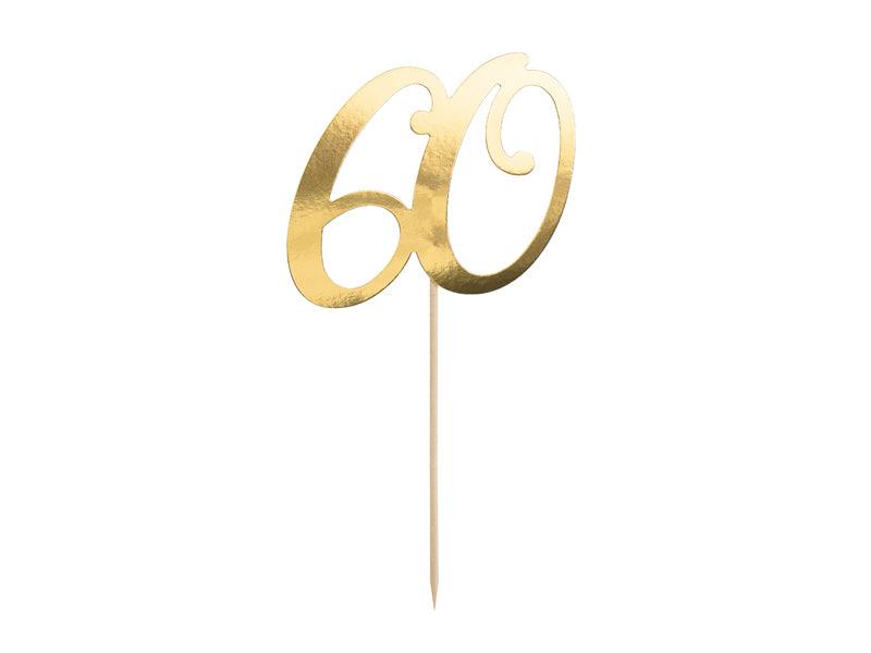 Caketopper ''60'', gold, 21cm - FeierGlanz