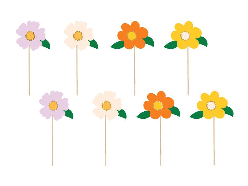 Caketopper Blumen, Mix, 13 cm (1 VPE / 8 Stk.) - FeierGlanz
