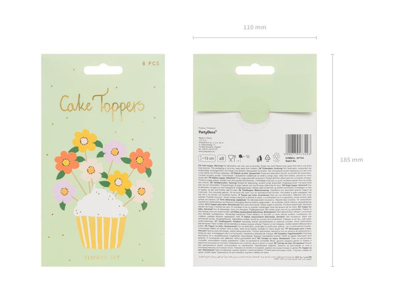 Caketopper Blumen, Mix, 13 cm (1 VPE / 8 Stk.) - FeierGlanz
