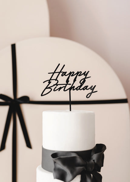 Acryl-Kuchentopper ''Happy Birthday'', schwarz, 16,5 cm - FeierGlanz
