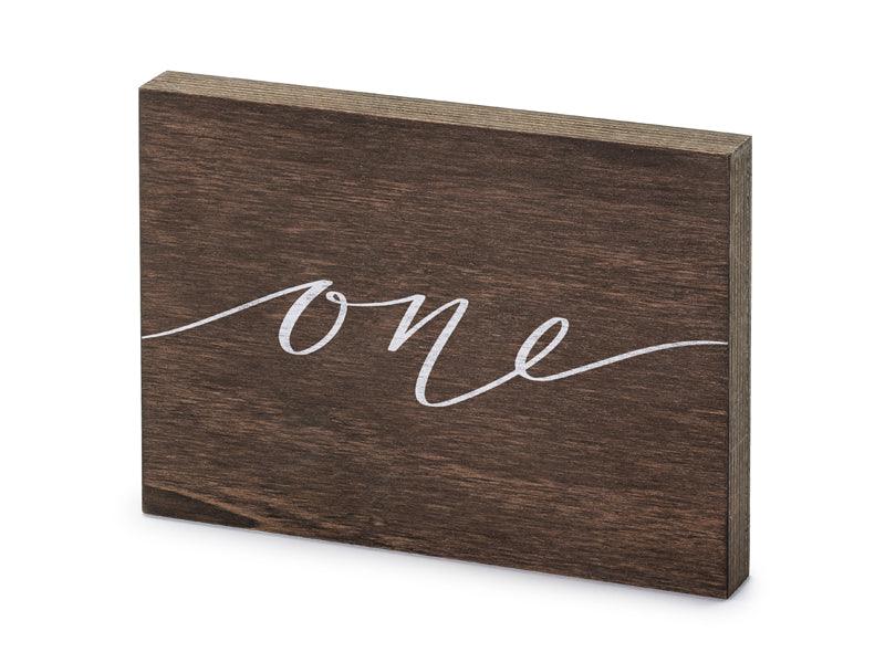 Holz-Tischnummer ''One'', 2x18x12,5 cm - FeierGlanz