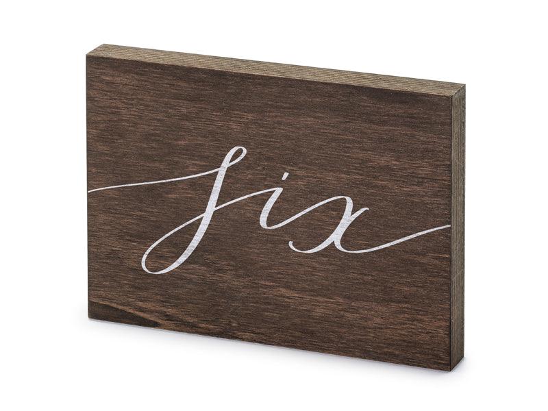 Holz-Tischnummer ''Six'', 2x18x12,5 cm - FeierGlanz