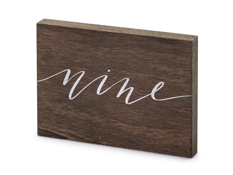 Holz-Tischnummer ''Nine'', 2x18x12,5 cm - FeierGlanz