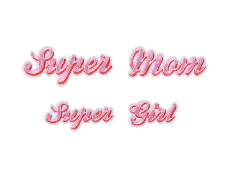Aufbügelbild Supermom, Mix, 14x3,5-19,5x5 cm (1 VPE / 2 Stk.) - FeierGlanz
