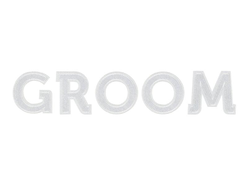 Aufbügelbild GROOM, weiß, 30x6cm - FeierGlanz