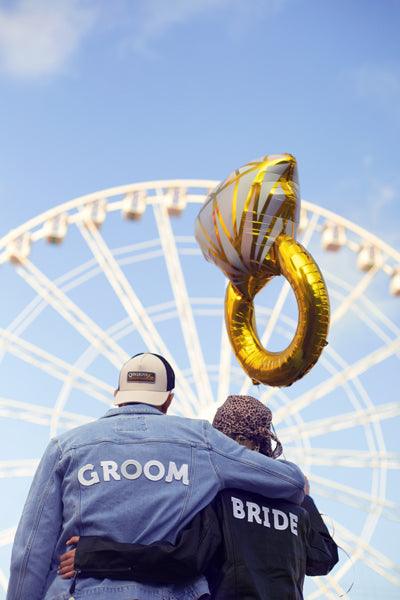 Aufbügelbild GROOM, weiß, 30x6cm - FeierGlanz