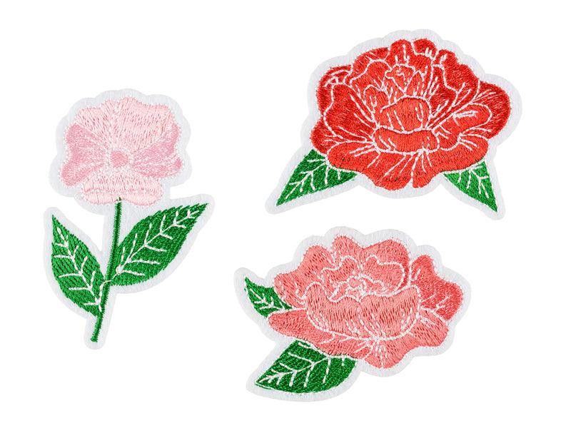 Aufbügelbild Blumen, Mix, 4,5-6,5x4,5-7cm (1 VPE / 3 Stk.) - FeierGlanz