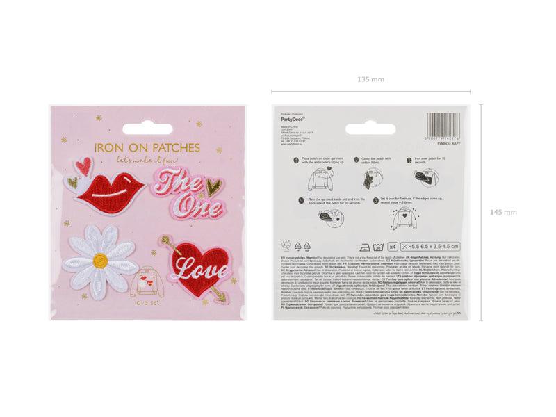 Aufbügelbild Love, Mix, 5,5-6,5x3,5-4,5cm (1 VPE / 4 Stk.) - FeierGlanz