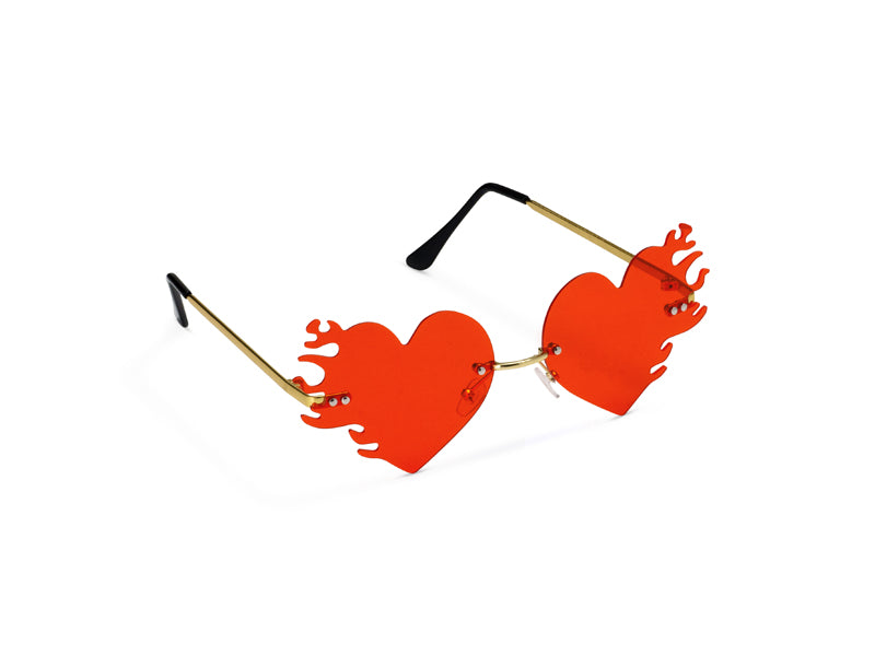 Herzförmige Flammenbrille, rot - FeierGlanz