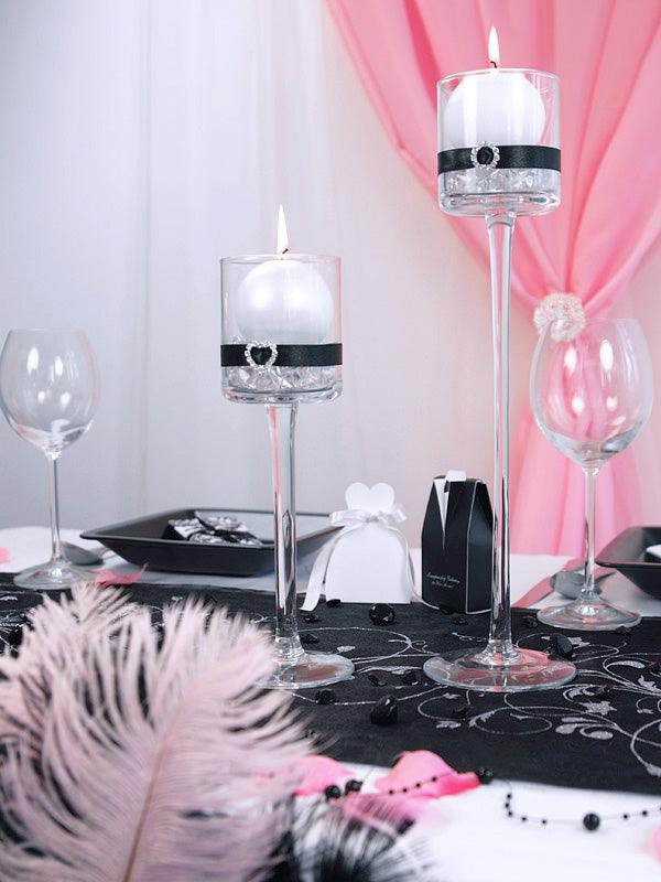 Organza mit Aufdruck, schwarz, 0,36 x 9m - FeierGlanz