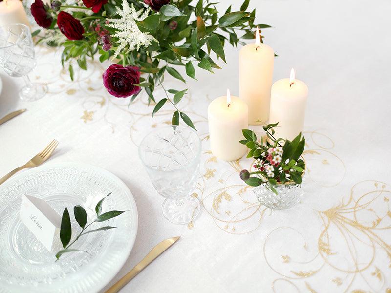 Organza mit Aufdruck, creme, 0,35 x 9m - FeierGlanz