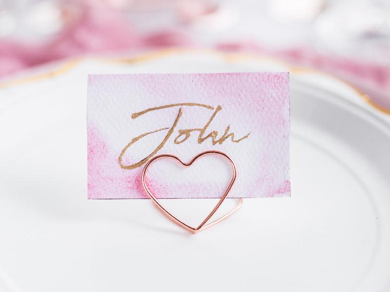 Tischkarten-Halter Herzen, roségold, 2,5 cm (1 VPE / 10 Stk.) - FeierGlanz