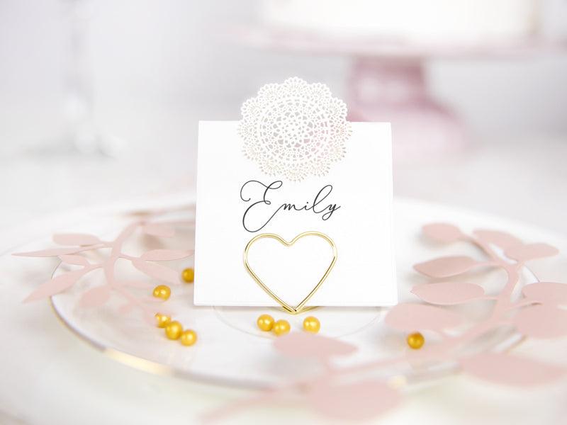 Tischkarten-Halter Herzen, gold, 2,5 cm (1 VPE / 10 Stk.) - FeierGlanz