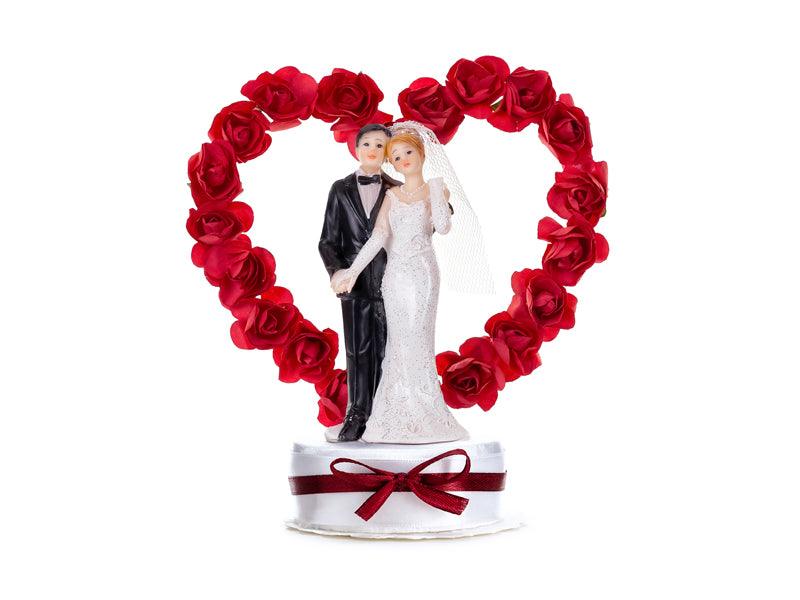 Figur Hochzeitspaar, weiß und bordeauxrot, 16cm - FeierGlanz