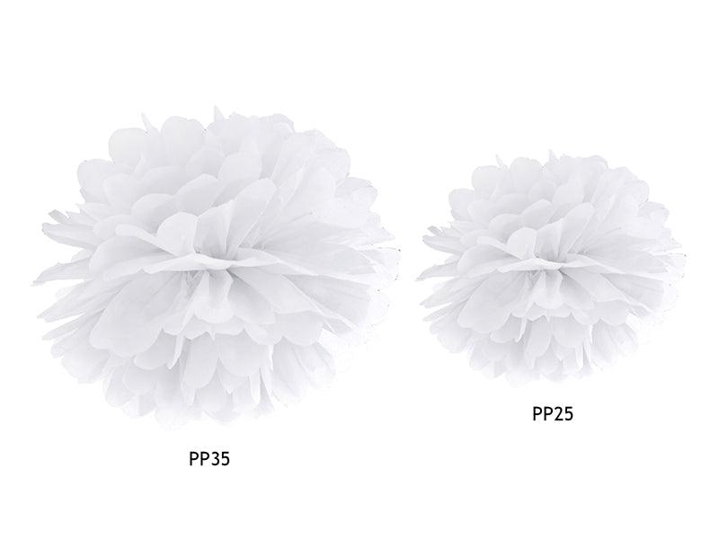 Seidenpapierpompon, in Weiß, 35cm - FeierGlanz