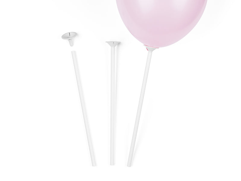 Papierstäbchen mit Stopfen für Luftballons, 30 cm, weiß (100 Stück) - FeierGlanz