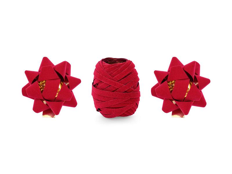 Set aus Veloursbändern und Rosetten, rot, Mix (1 VPE / 3 Stk.) - FeierGlanz