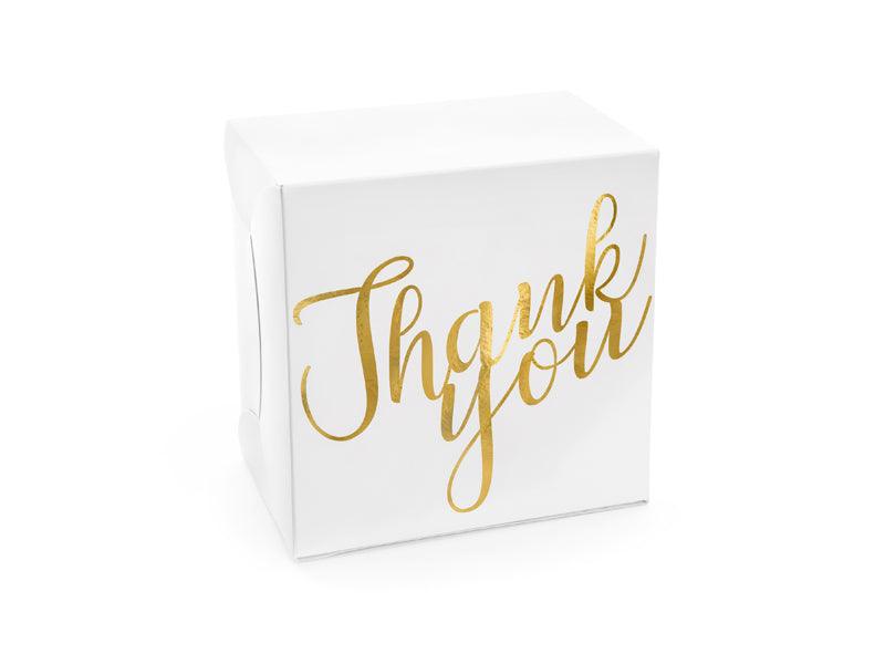Dekorative Tortenschachteln - Thank you, gold, 14x8.5x14cm (1 VPE / 10 Stk.) - FeierGlanz