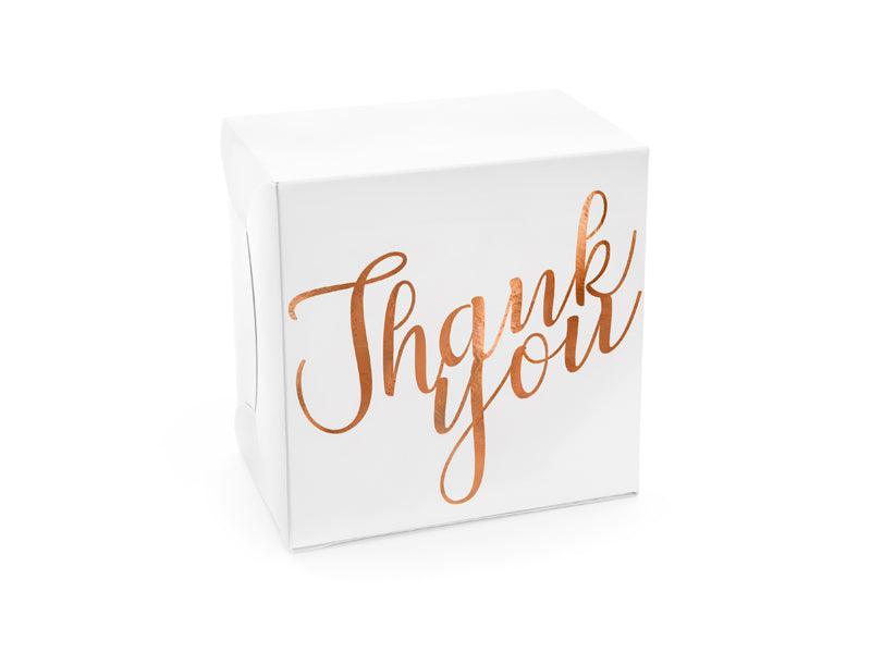 Dekorative Tortenschachteln - Thank you, roségold, 14x8.5x14cm (1 VPE / 10 Stk.) - FeierGlanz