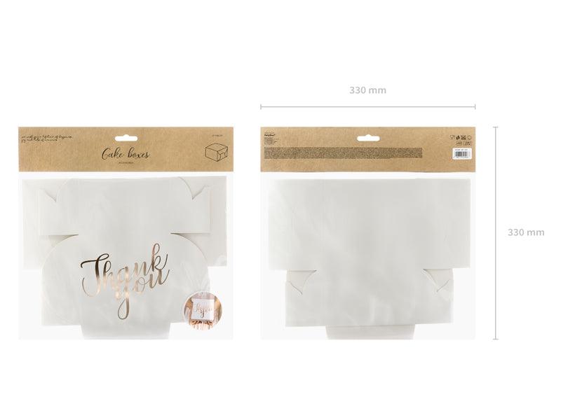 Dekorative Tortenschachteln - Thank you, roségold, 14x8.5x14cm (1 VPE / 10 Stk.) - FeierGlanz