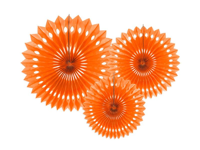 Dekorative Rosetten, Orange, 20-30cm (1 VPE / 3 Stk.) - FeierGlanz